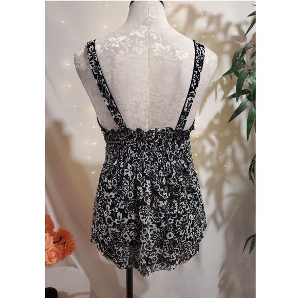 Vtg Y2K New York & Co Mesh Sheer Smocked Babydoll Tank Size L Grunge Whimsigoth - Picture 4 of 12